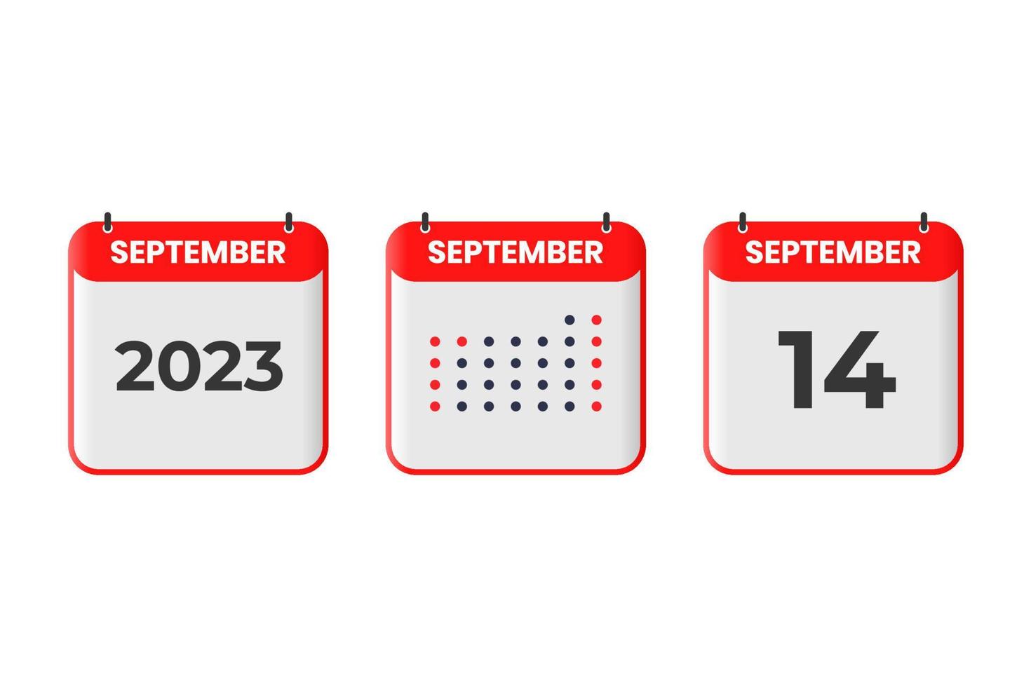 September 14 calendar design icon. 2023 calendar schedule, appointment, important date concept vector