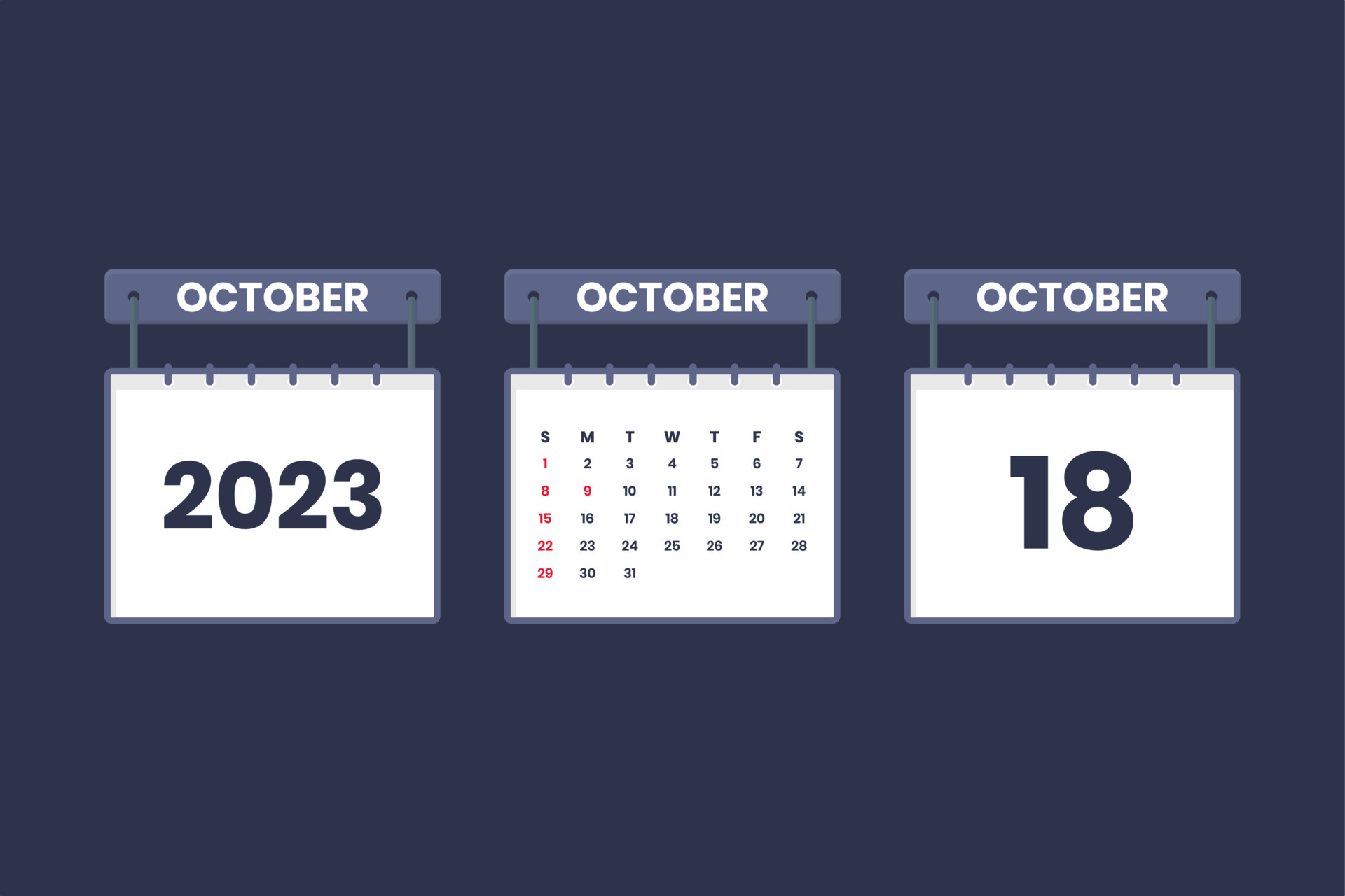 18 October 2023 calendar icon for schedule, appointment, important date concept 13018005 Vector