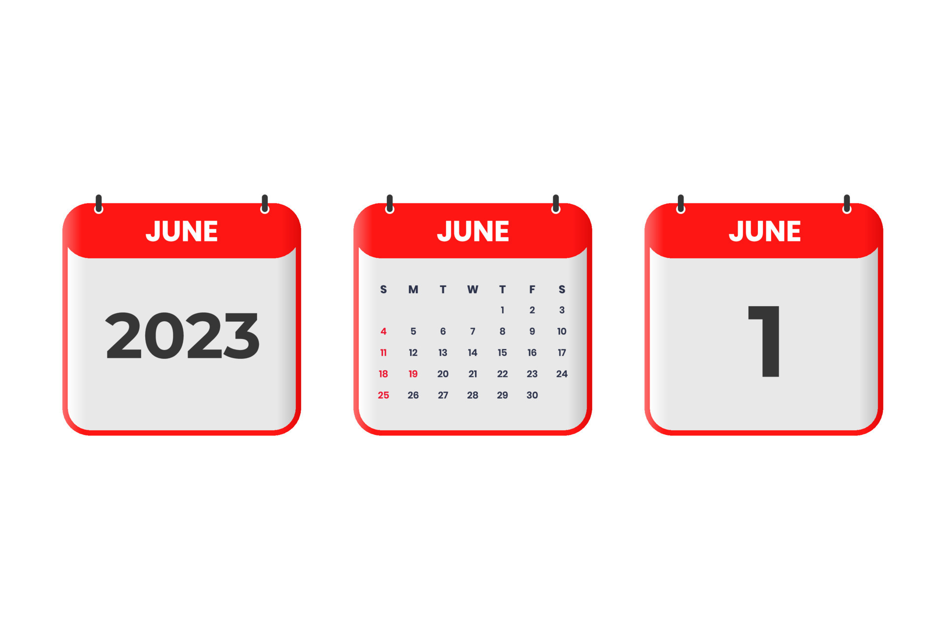 June 2023 calendar design. 1st June 2023 calendar icon for schedule