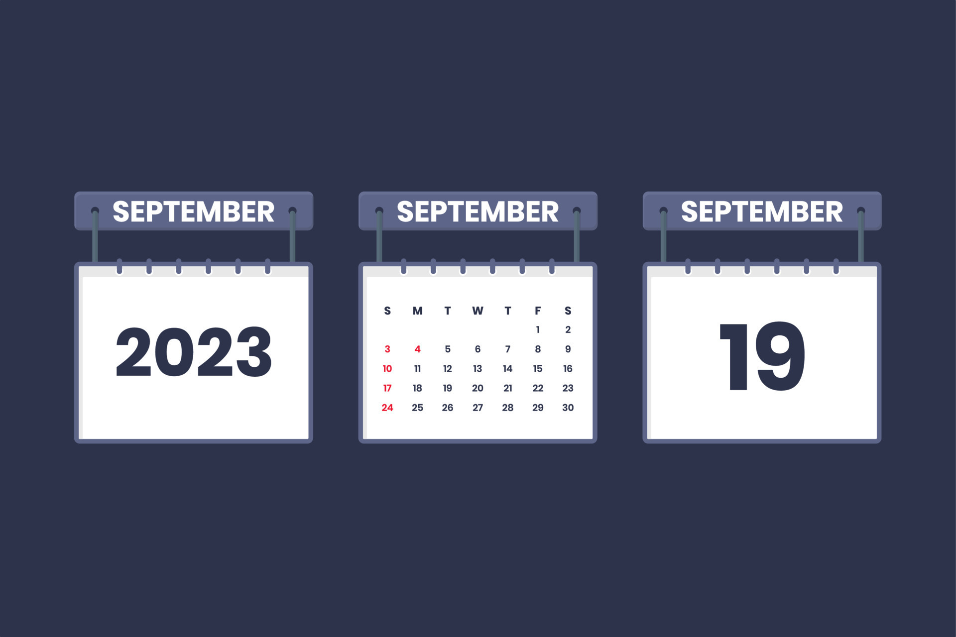 19 September 2023 calendar icon for schedule, appointment, important date concept 13018065