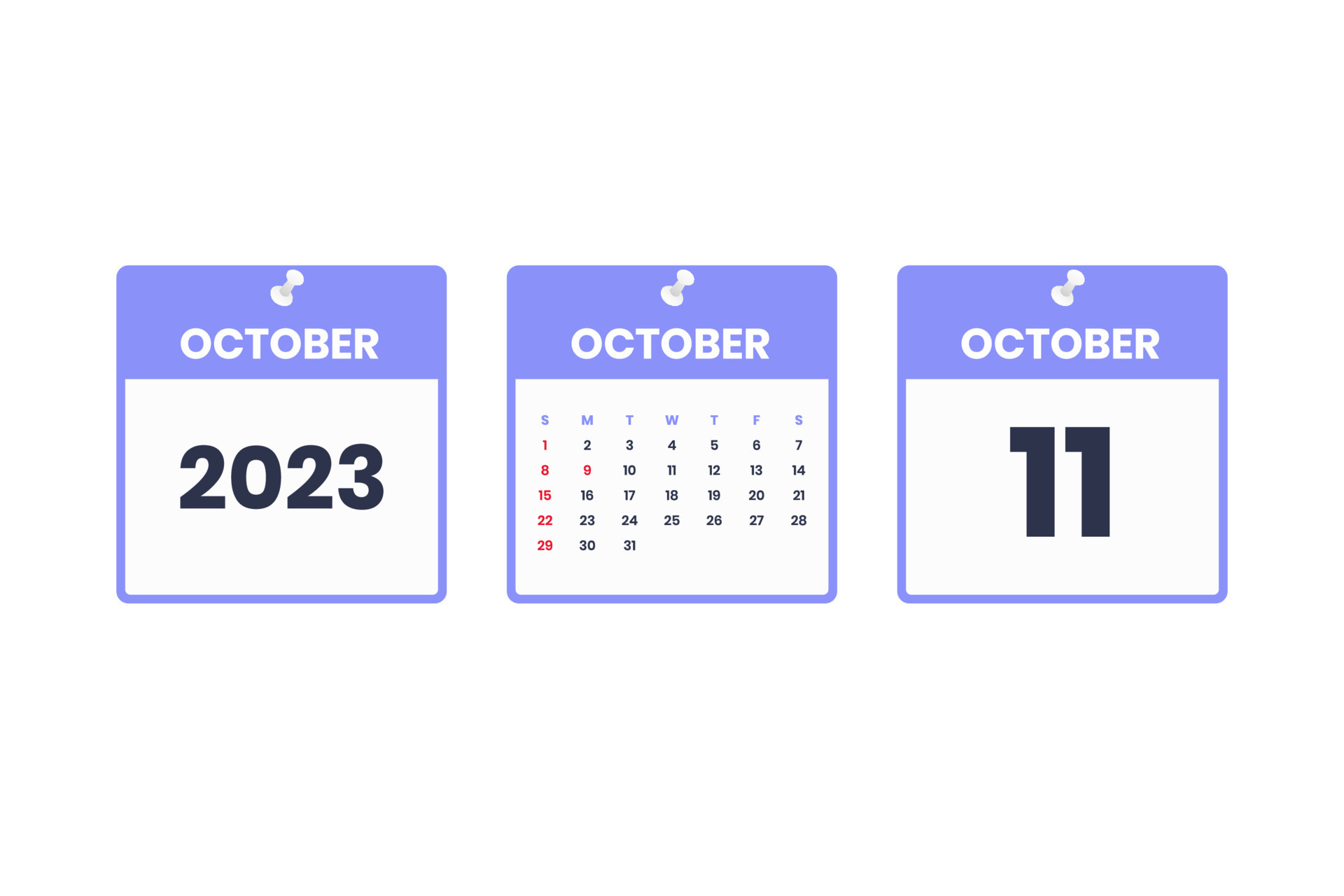 October calendar design. October 11 2023 calendar icon for schedule, appointment, important date