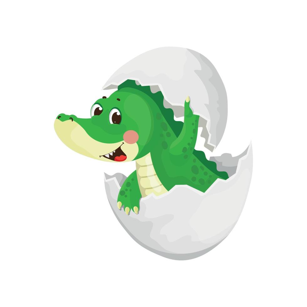 Crocodile in egg vector