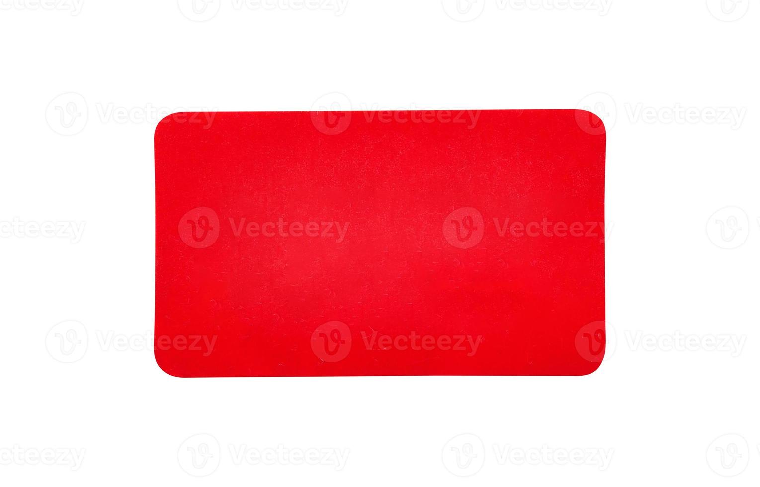 Red paper sticker label isolated on white background photo
