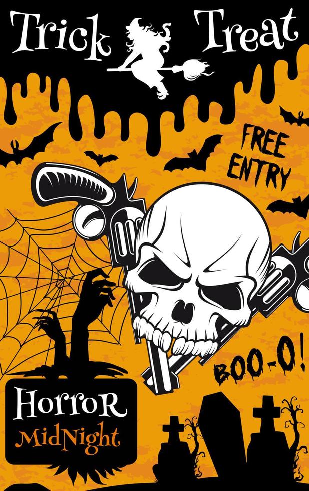 Halloween trick or treat night party poster design vector