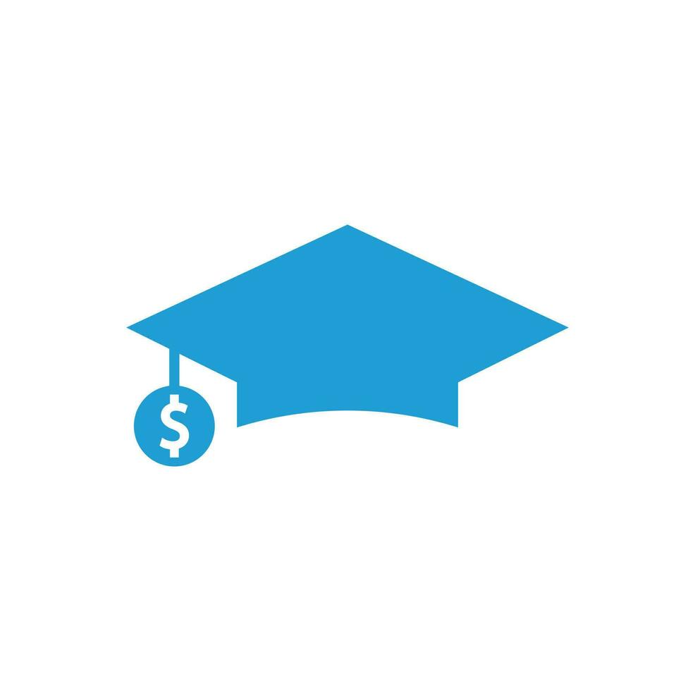 Graduation Cap Dollar Coin Icon Vector. Financial Investment Eduction Illustration. vector