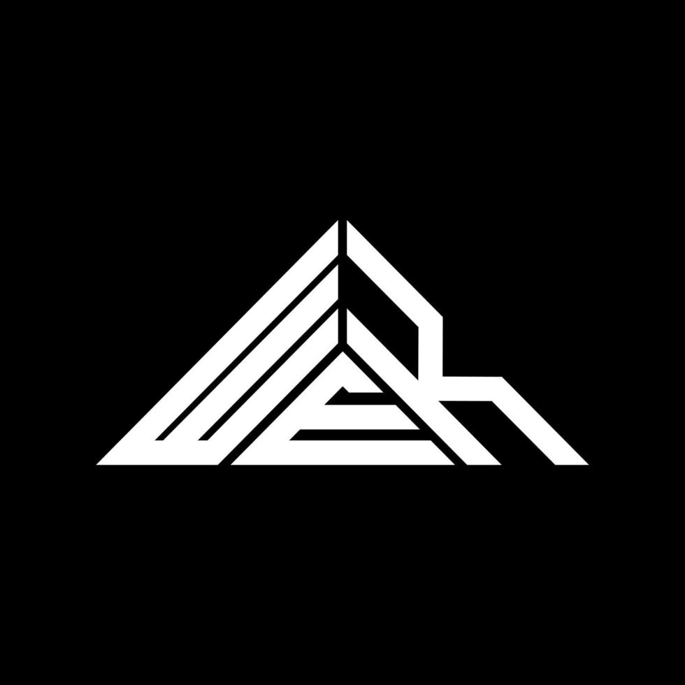 diseño creativo del logotipo de la letra wek con gráfico vectorial, logotipo simple y moderno de wek en forma de triángulo. vector