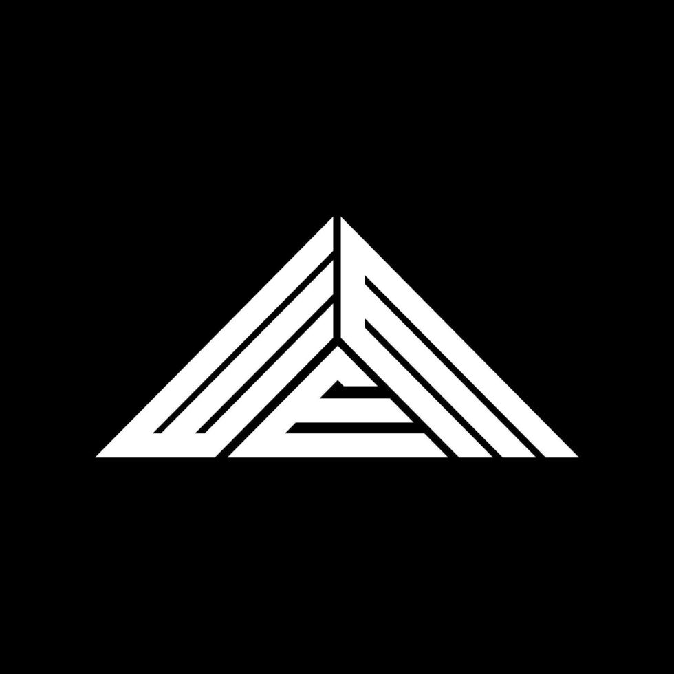 diseño creativo del logotipo de letra wem con gráfico vectorial, logotipo simple y moderno de wem en forma de triángulo. vector