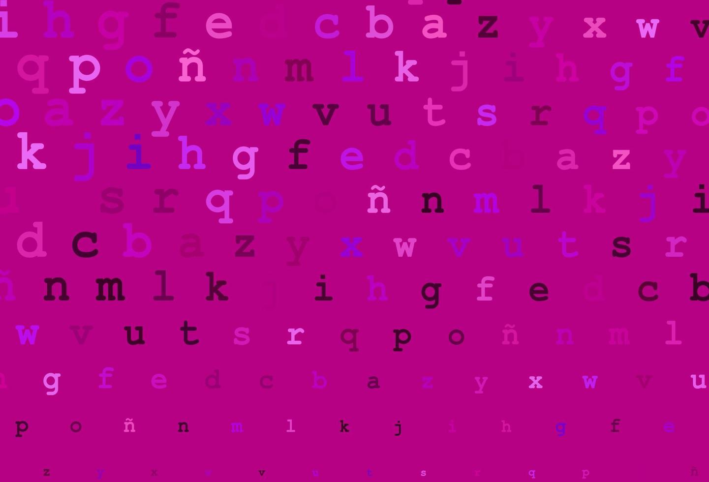 patrón de vector púrpura claro con símbolos abc.