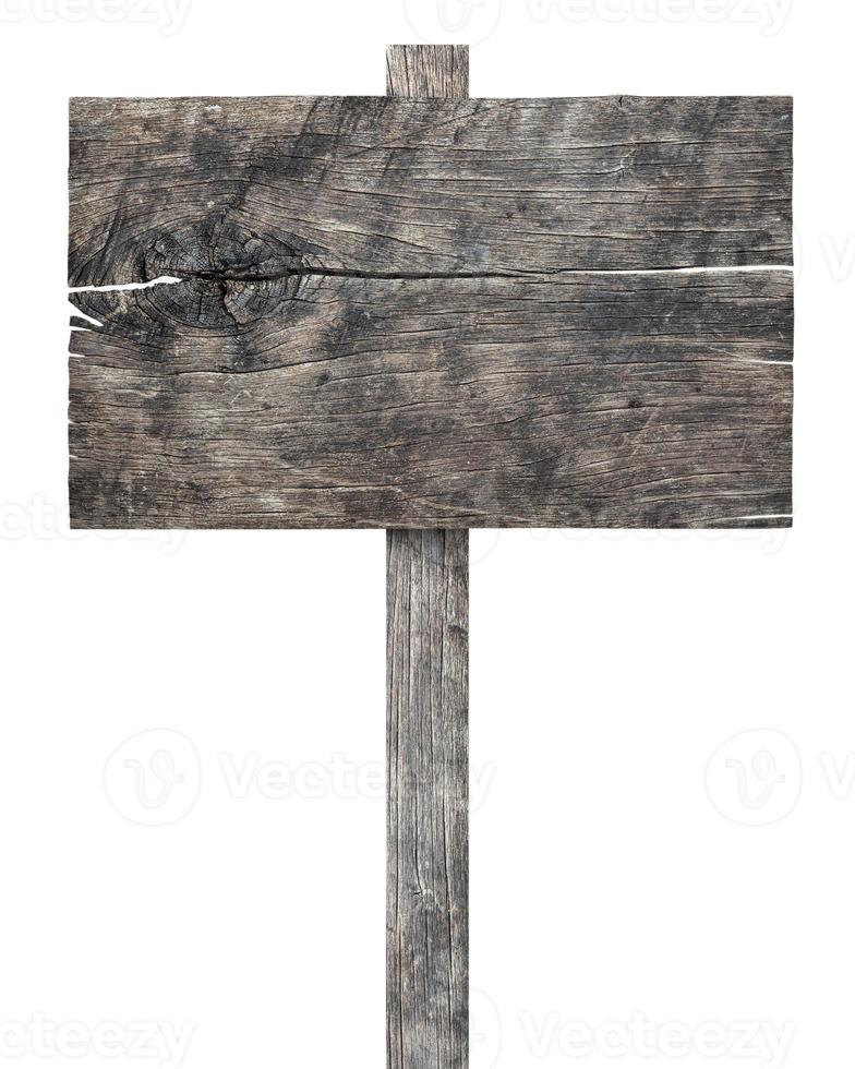 Old wooden sign isolated on white background photo