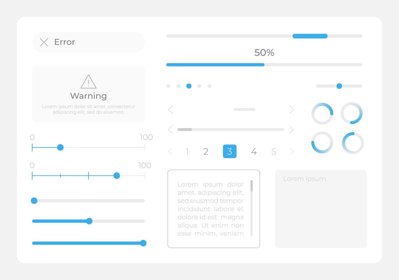 Sliders UI elements kit. Editable isolated vector components. Navigation menu.  design widget