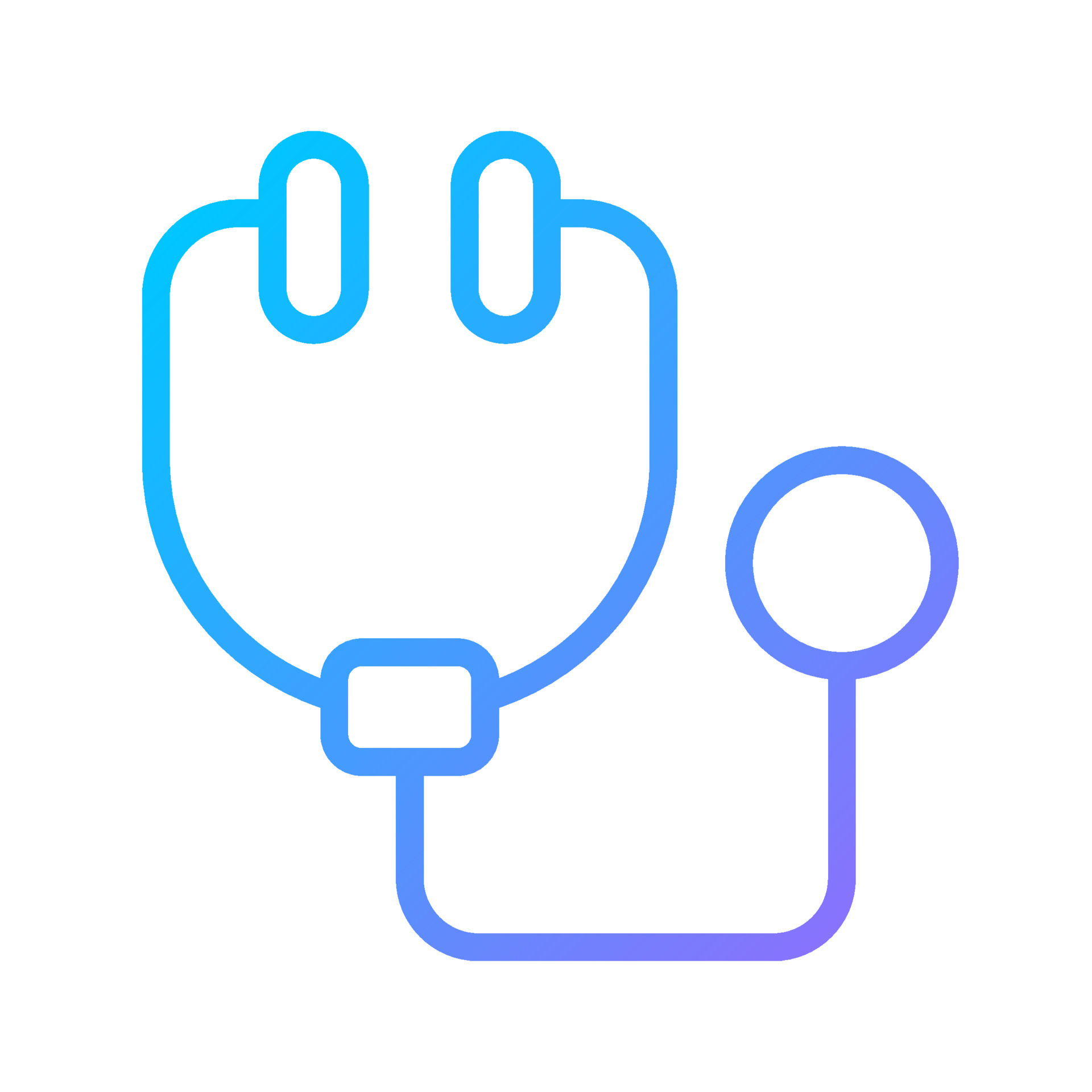 Stethoscope pixel perfect gradient linear vector icon. Medical device