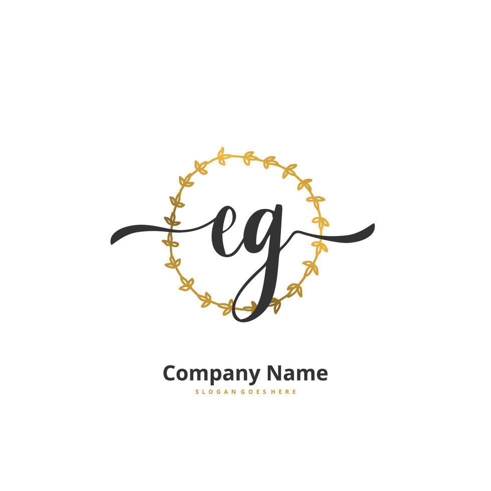 EG Initial handwriting and signature logo design with circle. Beautiful design handwritten logo for fashion, team, wedding, luxury logo. vector