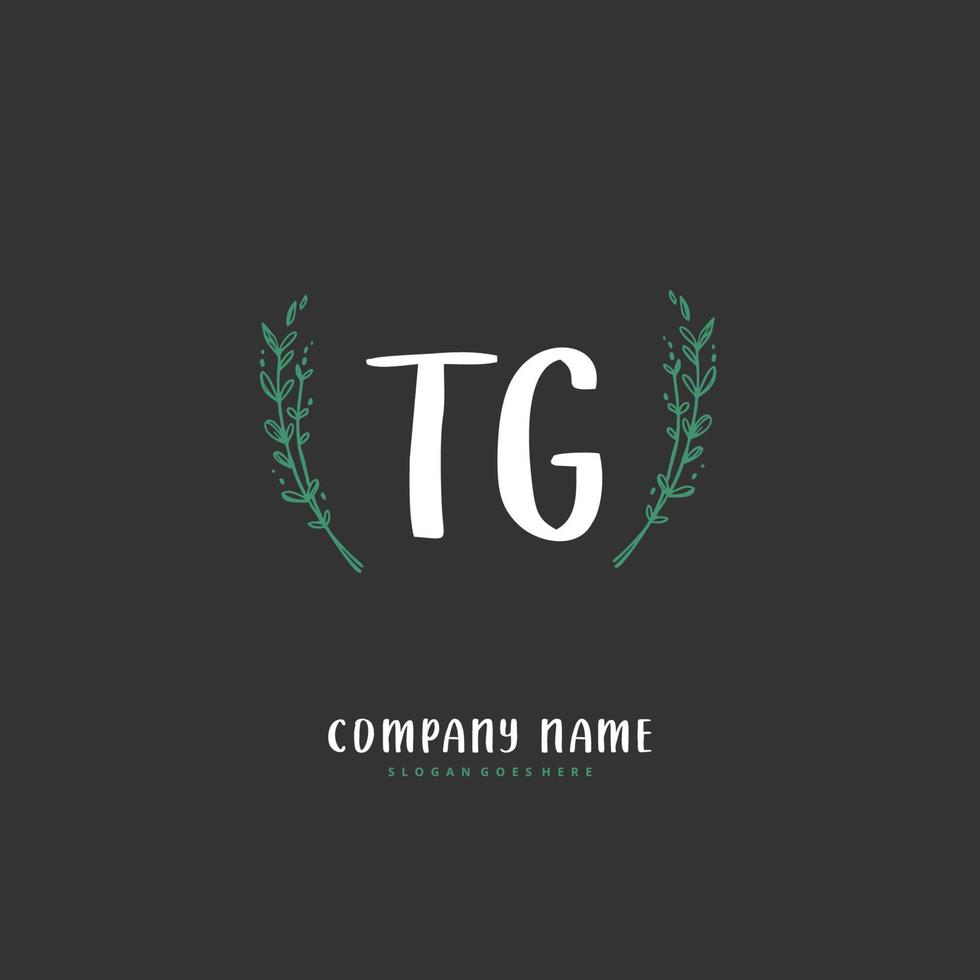 TG Initial handwriting and signature logo design with circle. Beautiful design handwritten logo for fashion, team, wedding, luxury logo. vector