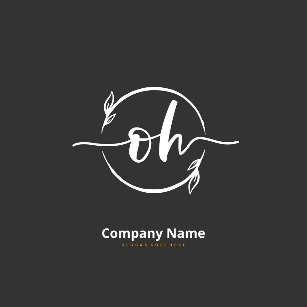 OH Initial handwriting and signature logo design with circle. Beautiful design handwritten logo for fashion, team, wedding, luxury logo. vector