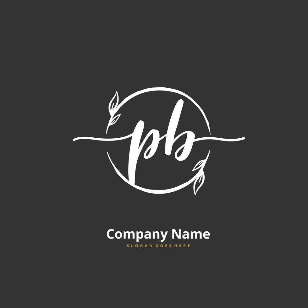 pb letra inicial y diseño de logotipo de firma con círculo. hermoso diseño de logotipo escrito a mano para moda, equipo, boda, logotipo de lujo. vector