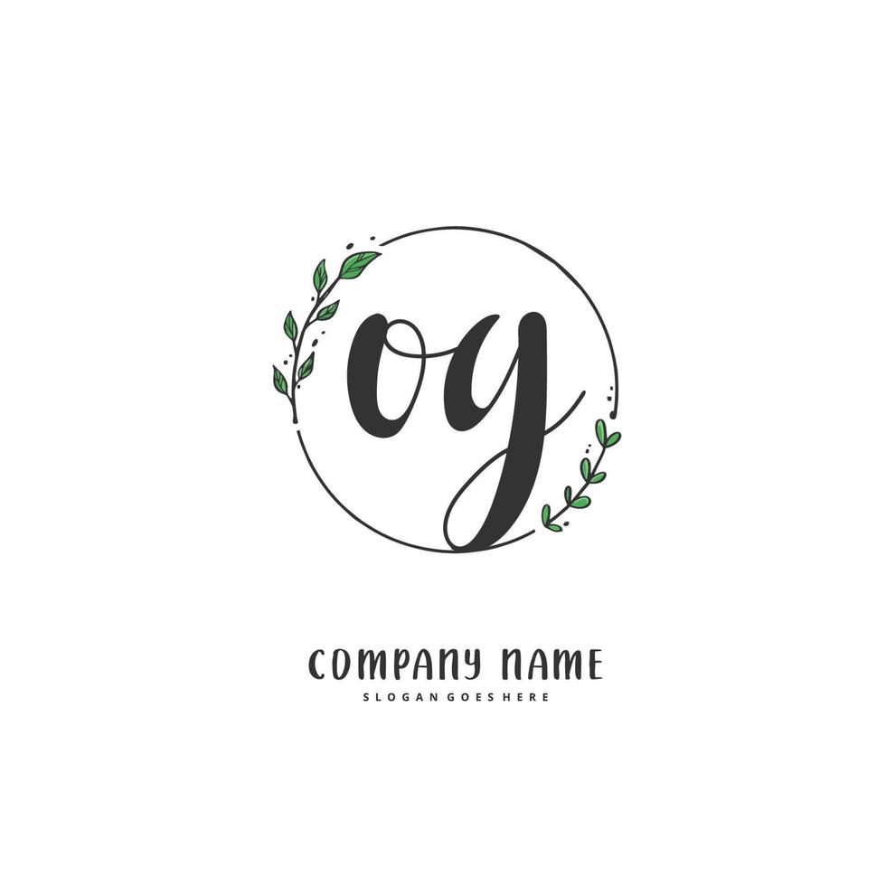 OG Initial handwriting and signature logo design with circle. Beautiful design handwritten logo for fashion, team, wedding, luxury logo. vector