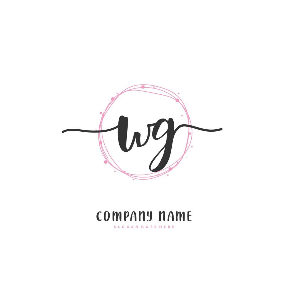 wg escritura a mano inicial y diseño de logotipo de firma con círculo. hermoso diseño de logotipo escrito a mano para moda, equipo, boda, logotipo de lujo. vector