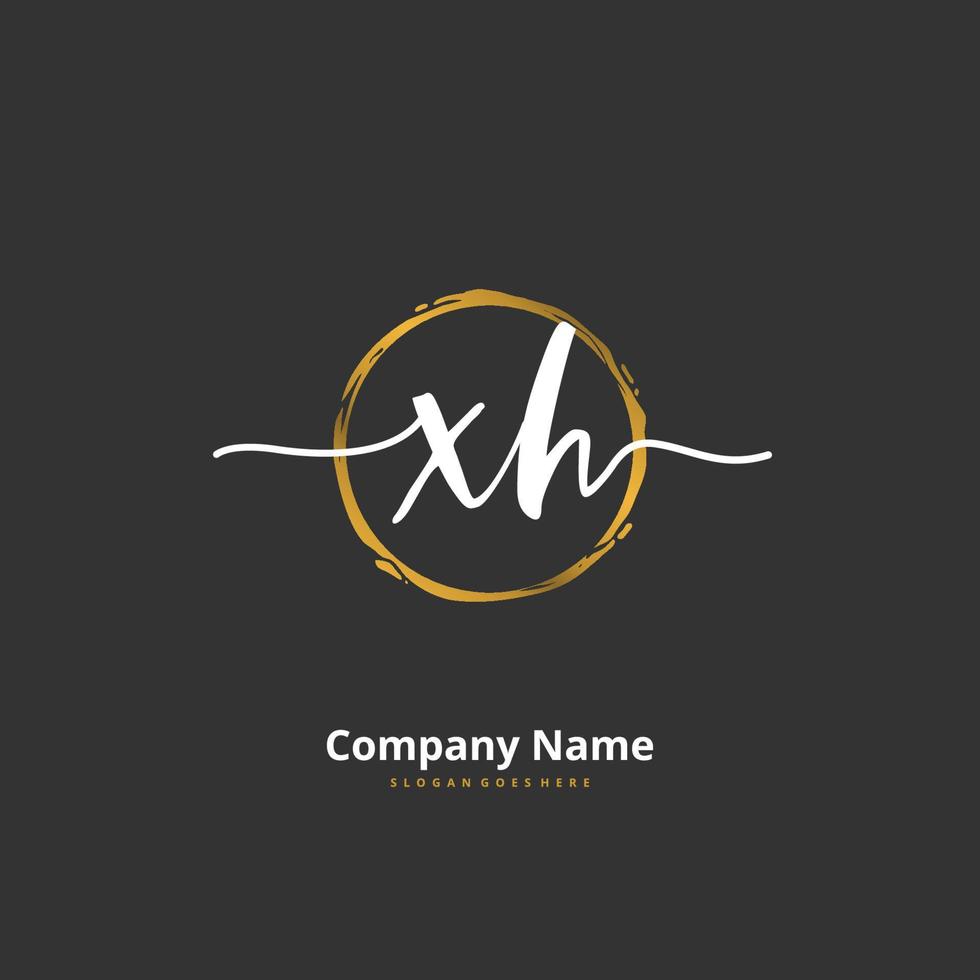 XH Initial handwriting and signature logo design with circle. Beautiful design handwritten logo for fashion, team, wedding, luxury logo. vector