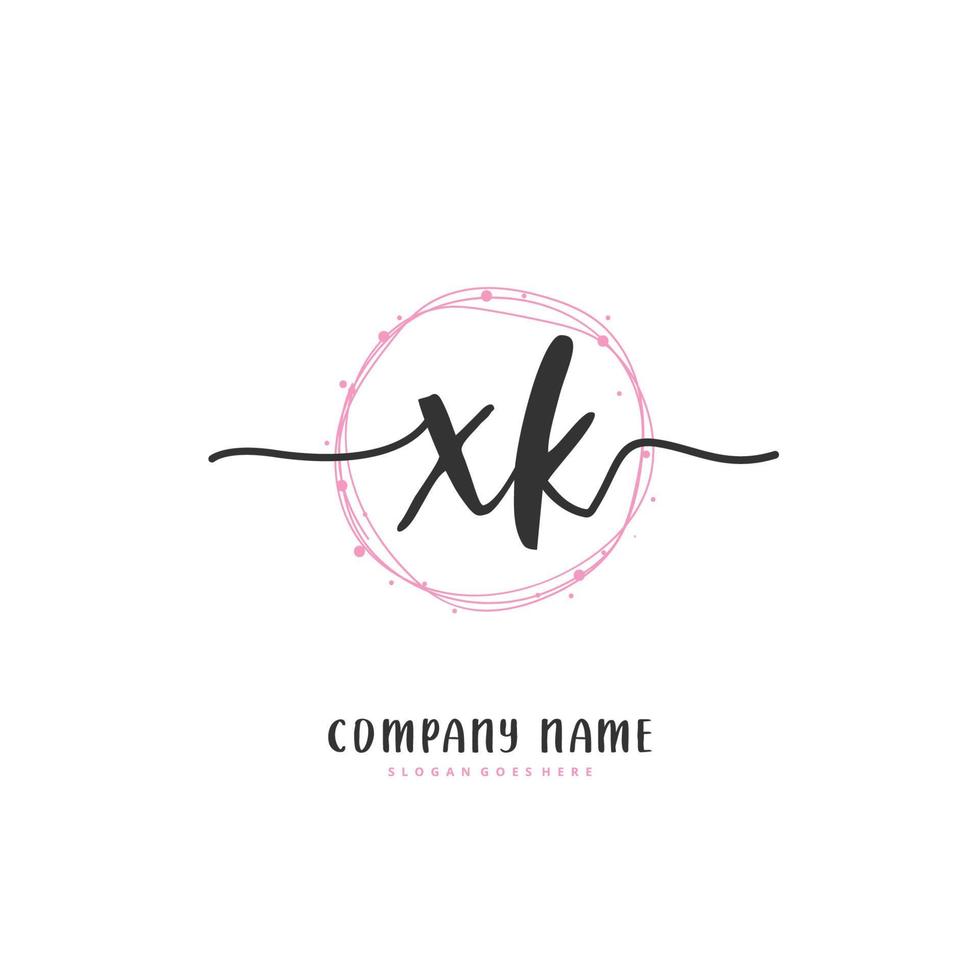 XK Initial handwriting and signature logo design with circle. Beautiful design handwritten logo for fashion, team, wedding, luxury logo. vector