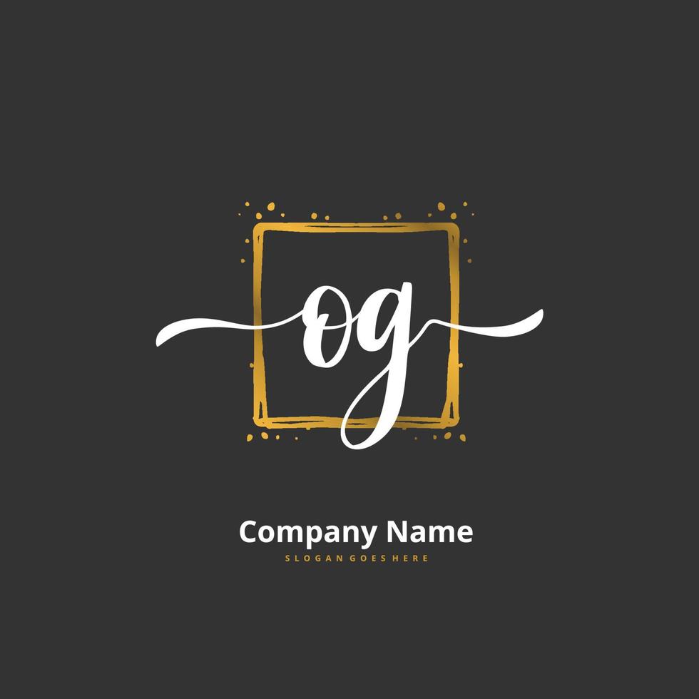 OG Initial handwriting and signature logo design with circle. Beautiful design handwritten logo for fashion, team, wedding, luxury logo. vector