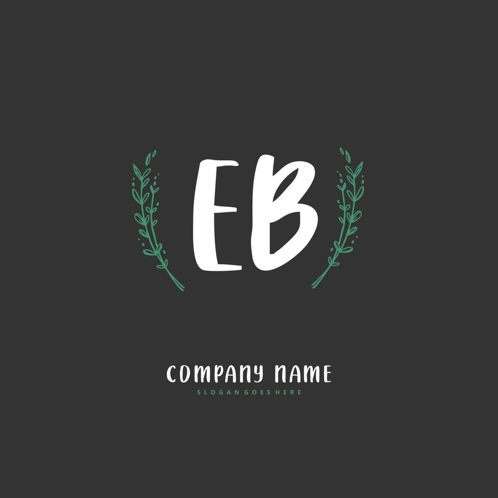 EB Initial handwriting and signature logo design with circle. Beautiful design handwritten logo for fashion, team, wedding, luxury logo. vector