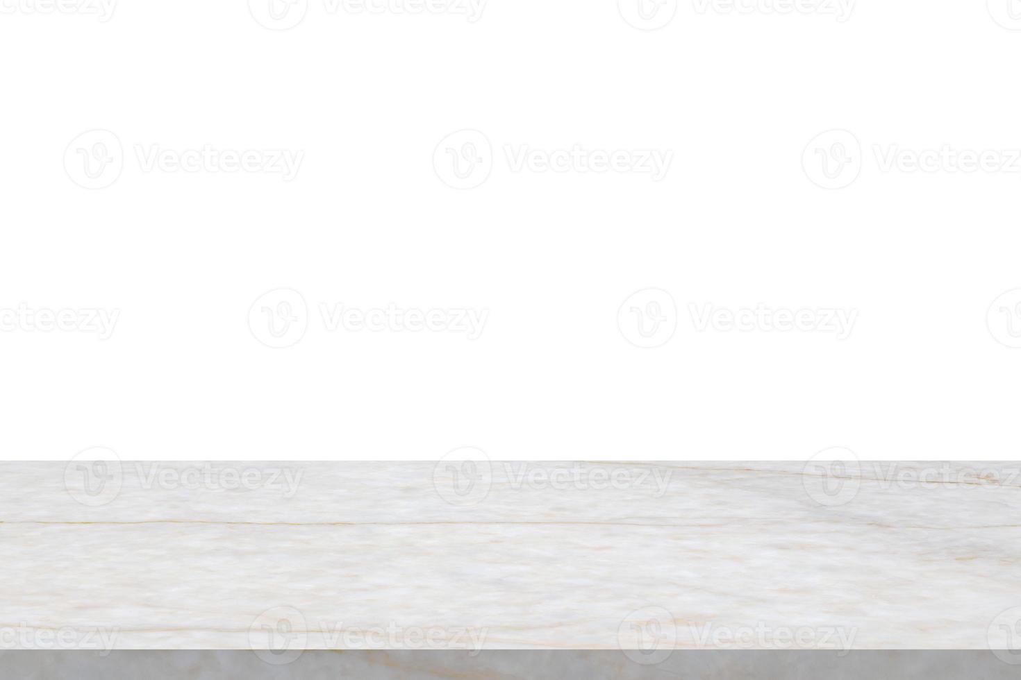 white marble stone table top isolated on white background for product display photo