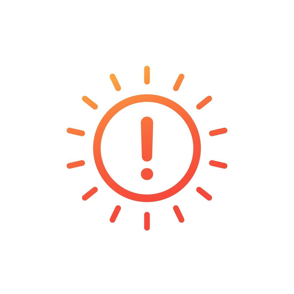 Sun warning, high solar radiation icon vector