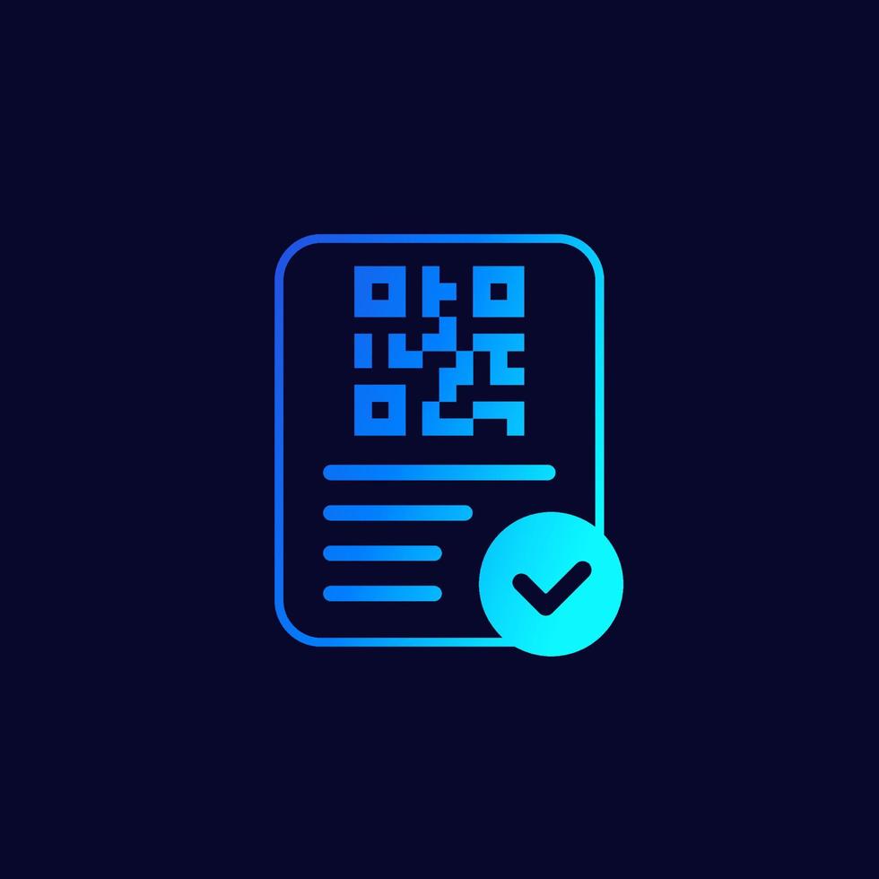 document with qr code icon on dark vector