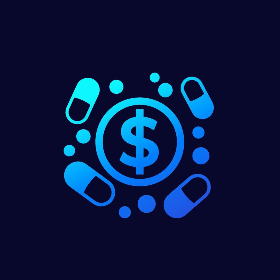 medication cost icon for web vector