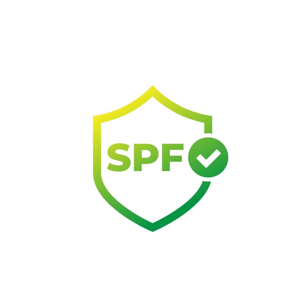 SPF icon with a shield, UV protection vector