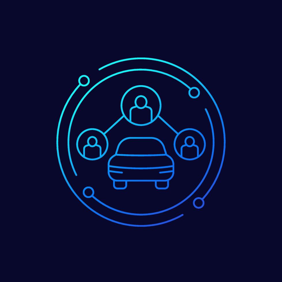 carsharing icon, people and a car line vector