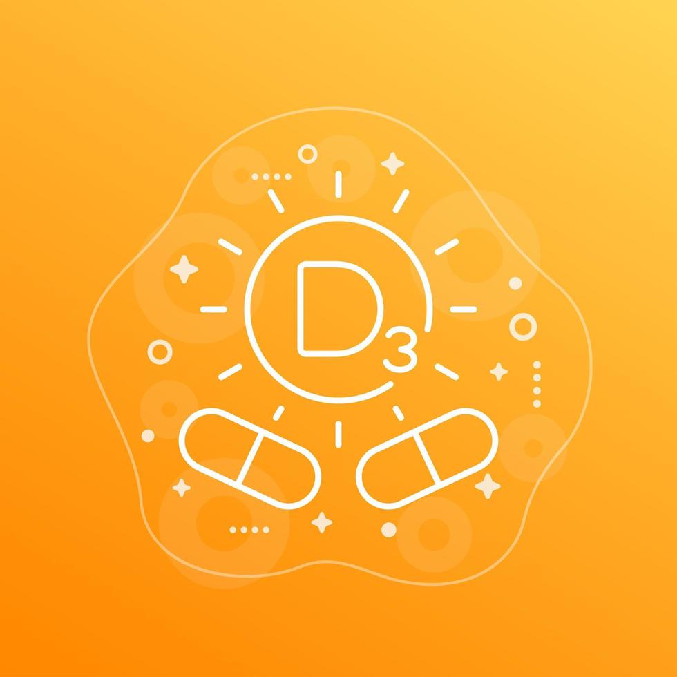 d3 vitamin pills line icon, vector