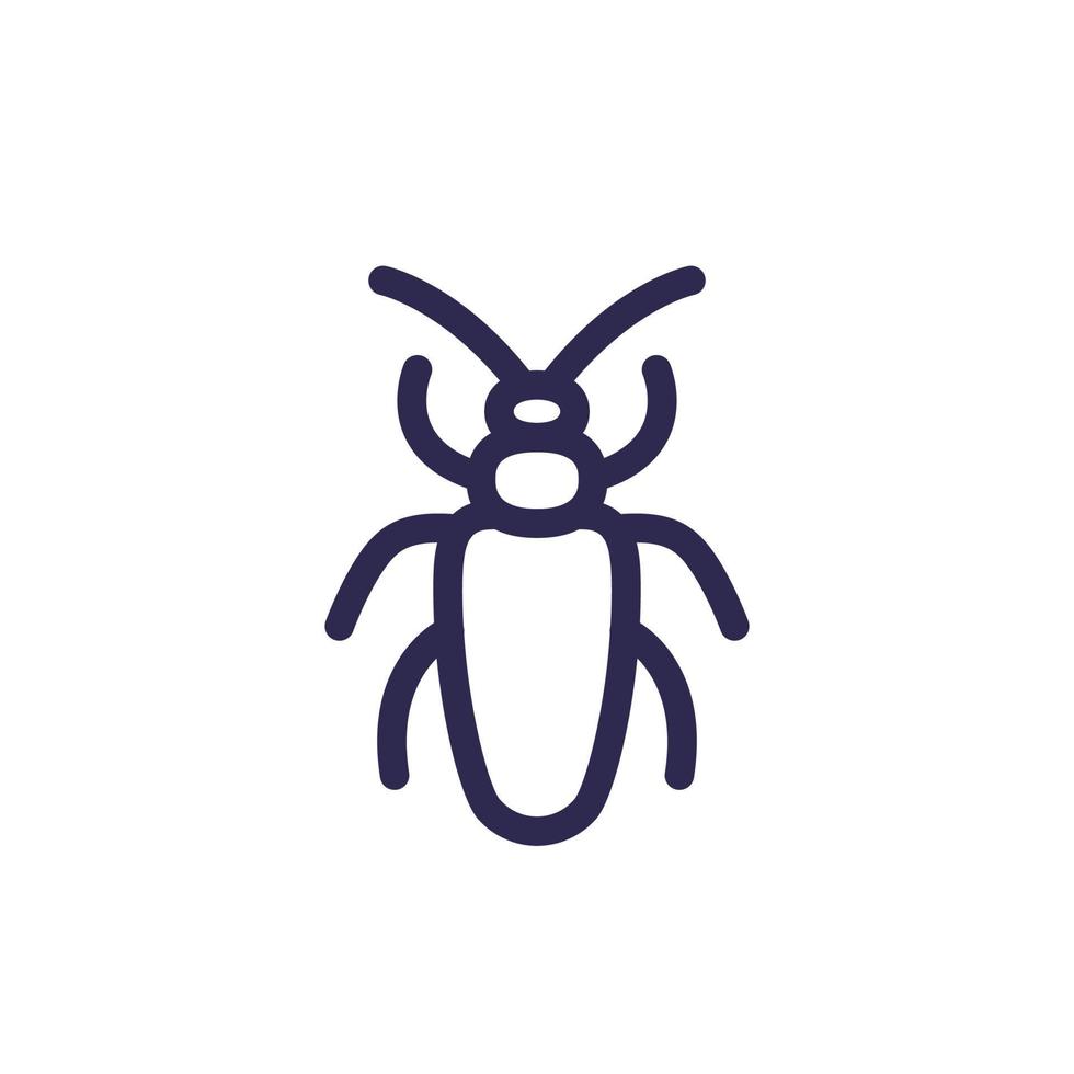 borer bug line icon, woodboring beetle on white vector