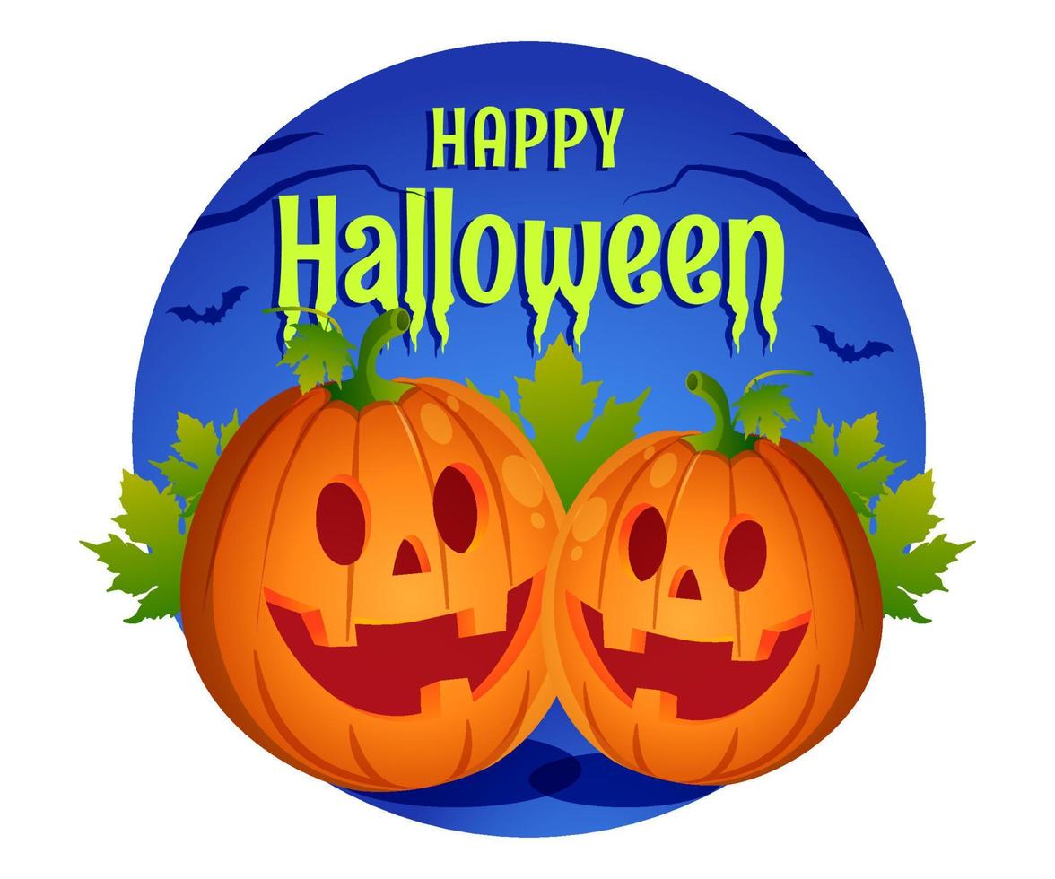 happy halloween with pumpkin in dark night vector