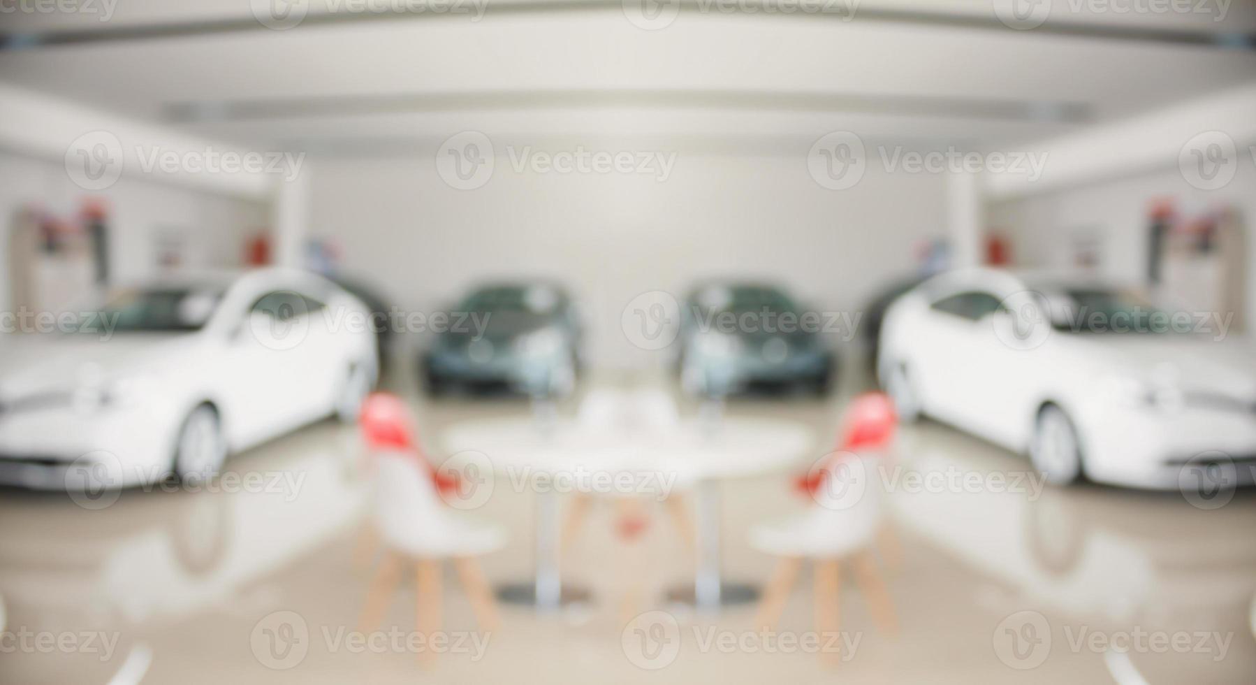 new cars in showroom interior blurred abstract background photo