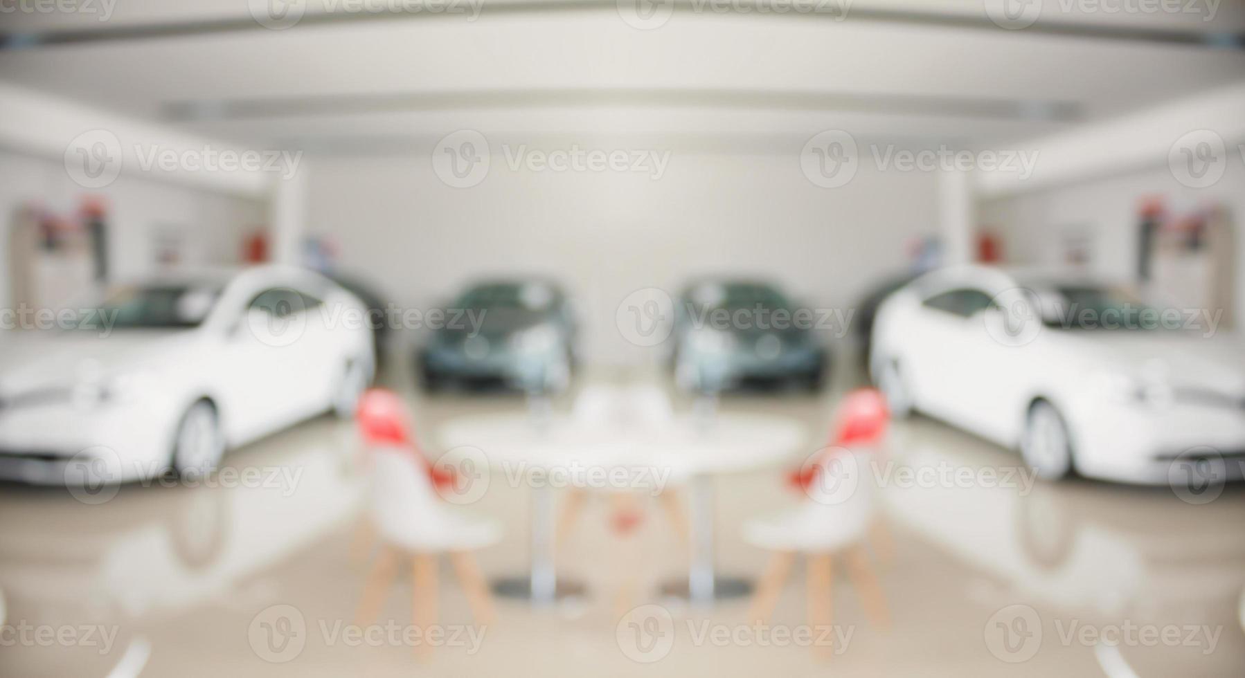 new cars in showroom interior blurred abstract background photo