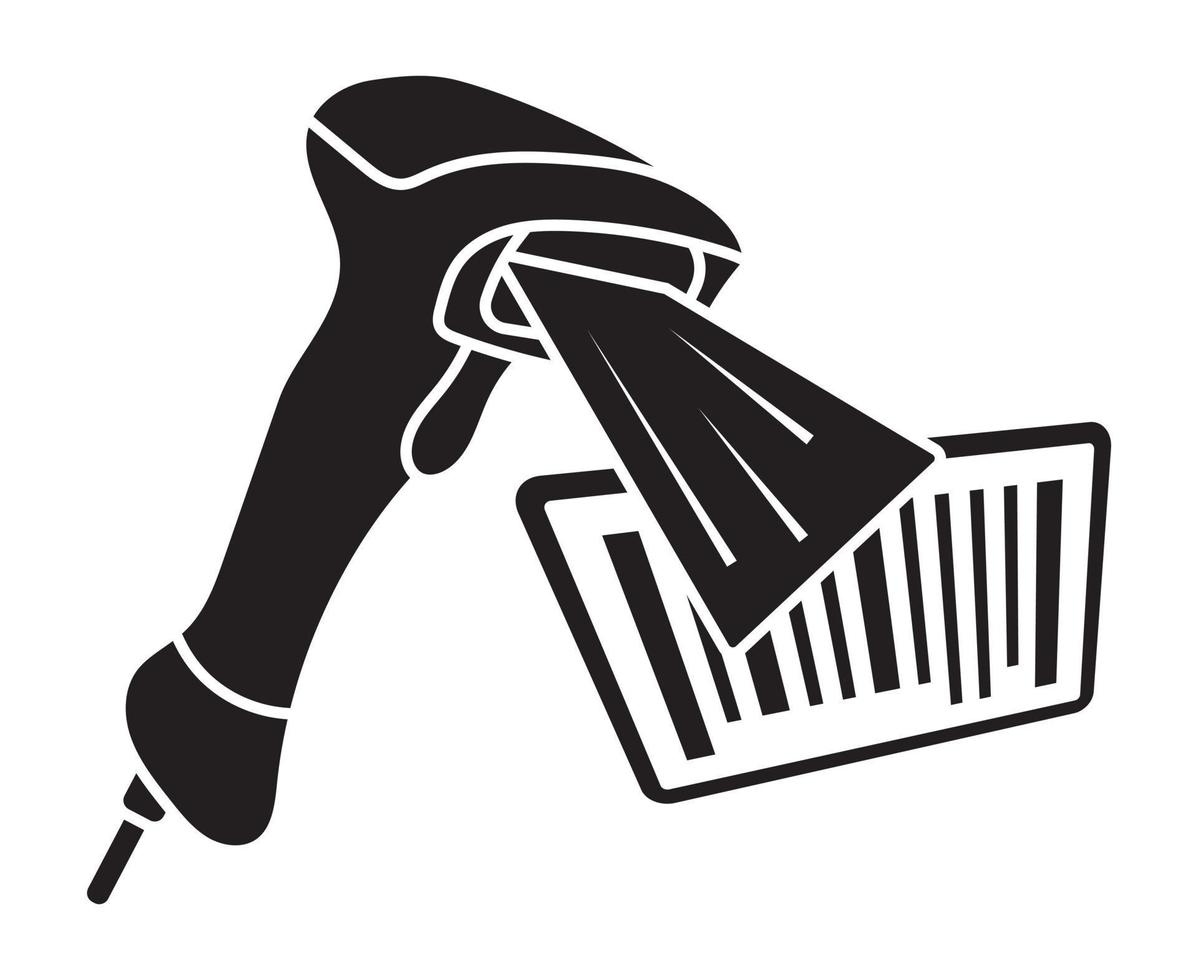 Handheld barcode  scanner with bar  code flat icon for apps or websites vector