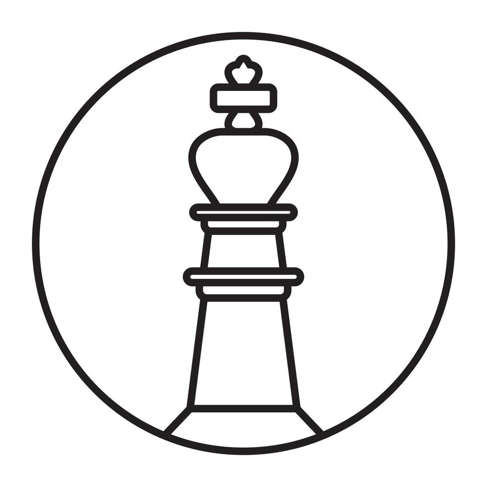 Rounded a king chess piece line art icon for apps or websites vector