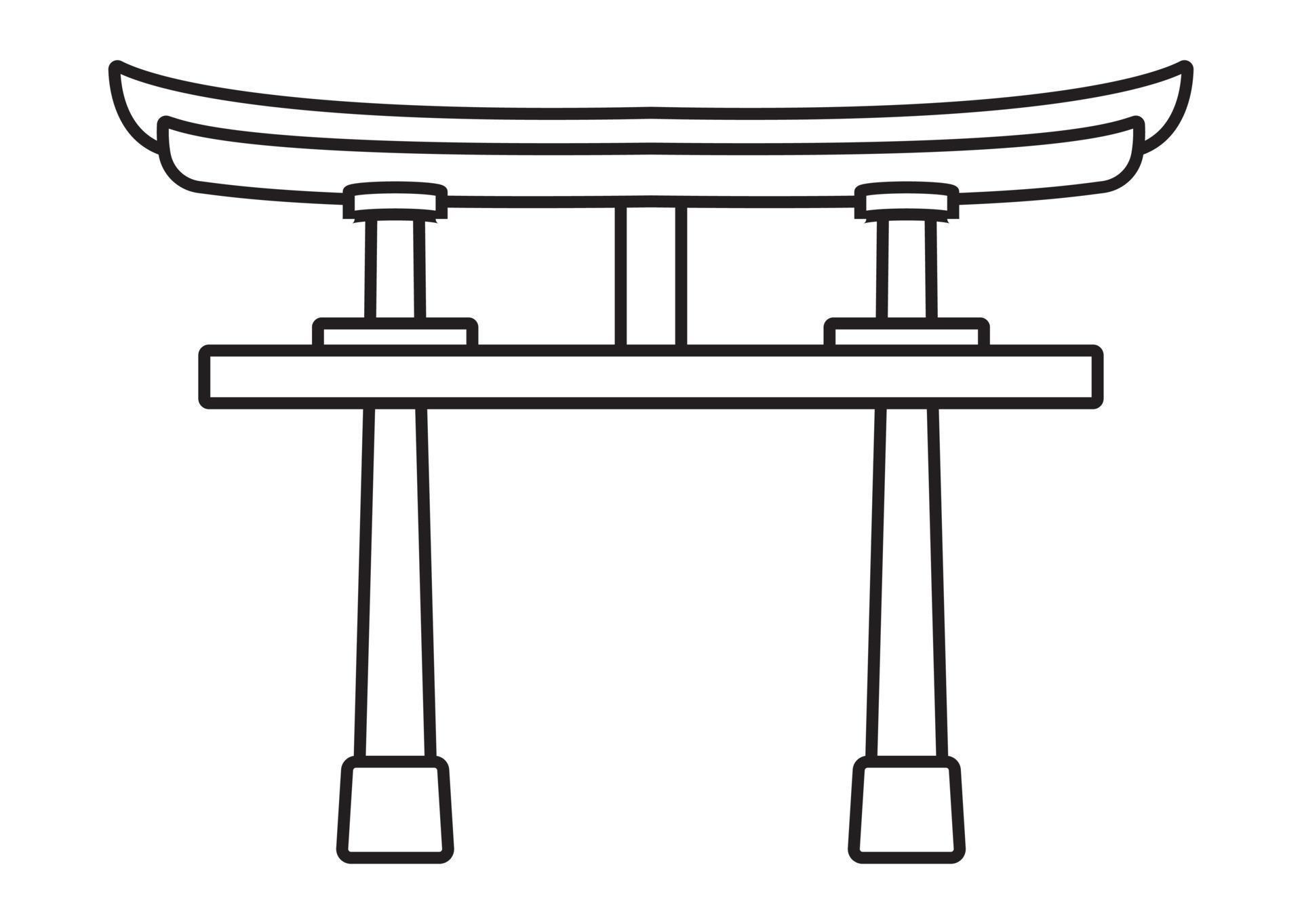 Shinto shrine gate or torii line art icon for apps or websites 13020013 Vector Art at Vecteezy