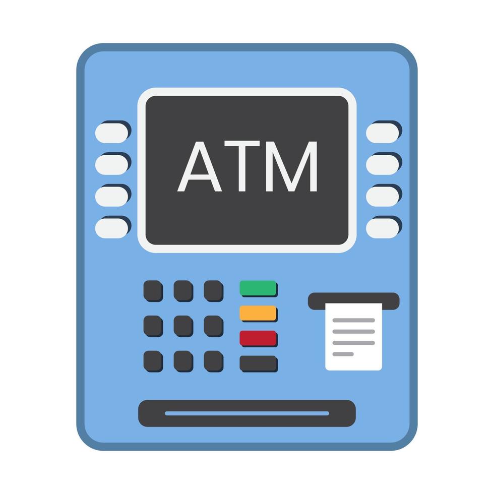 Automated Teller Machine or ATM flat color icon for apps or websites vector