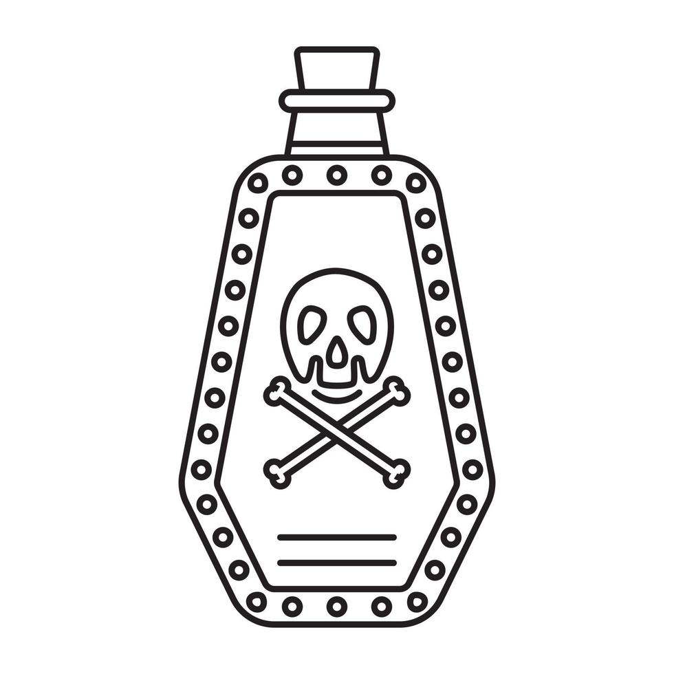 Poison bottle or poisonous chemicals with crossbones line art icon for apps or websites vector