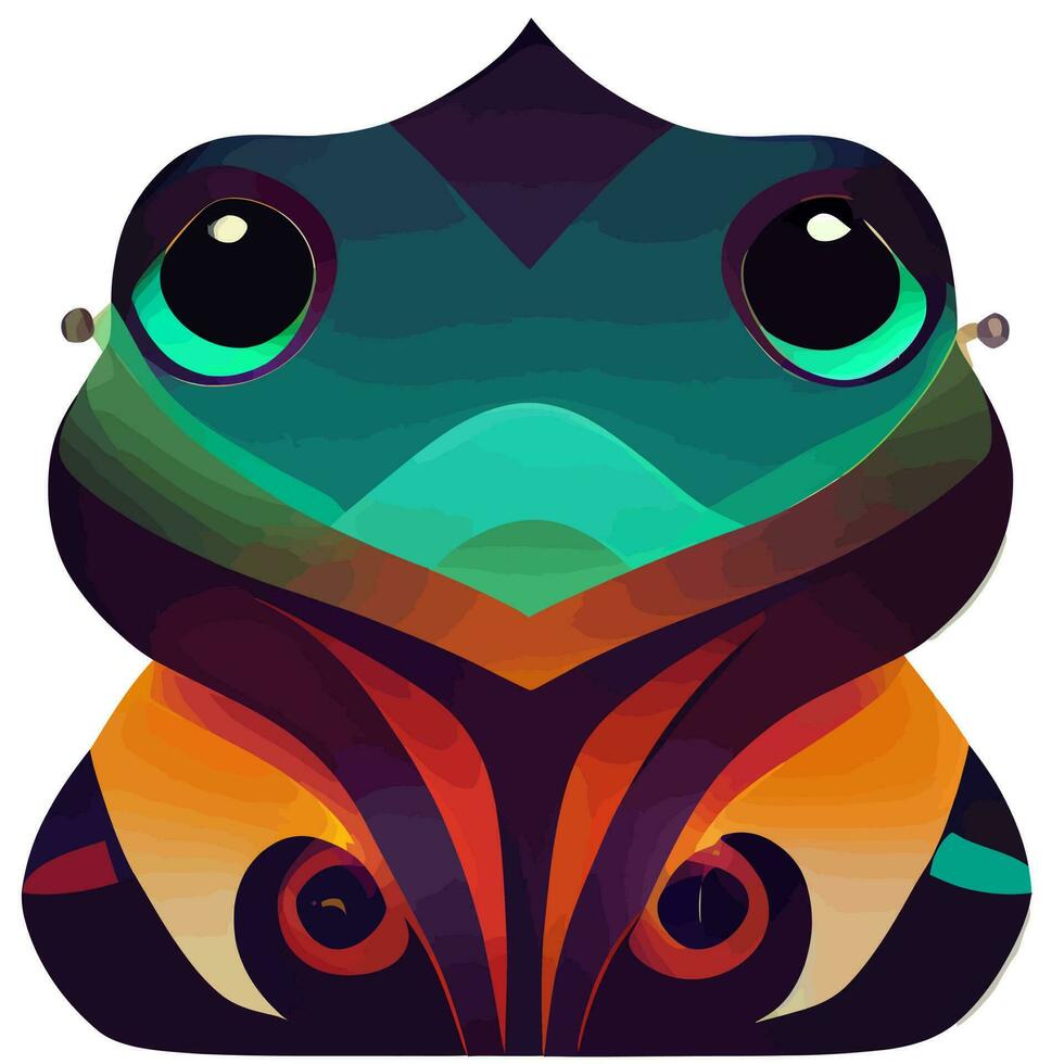 illustration vector graphic of colorful frog in hand draw tribal style perfect for t-shirt, poster or edit and customize your design, card, banner