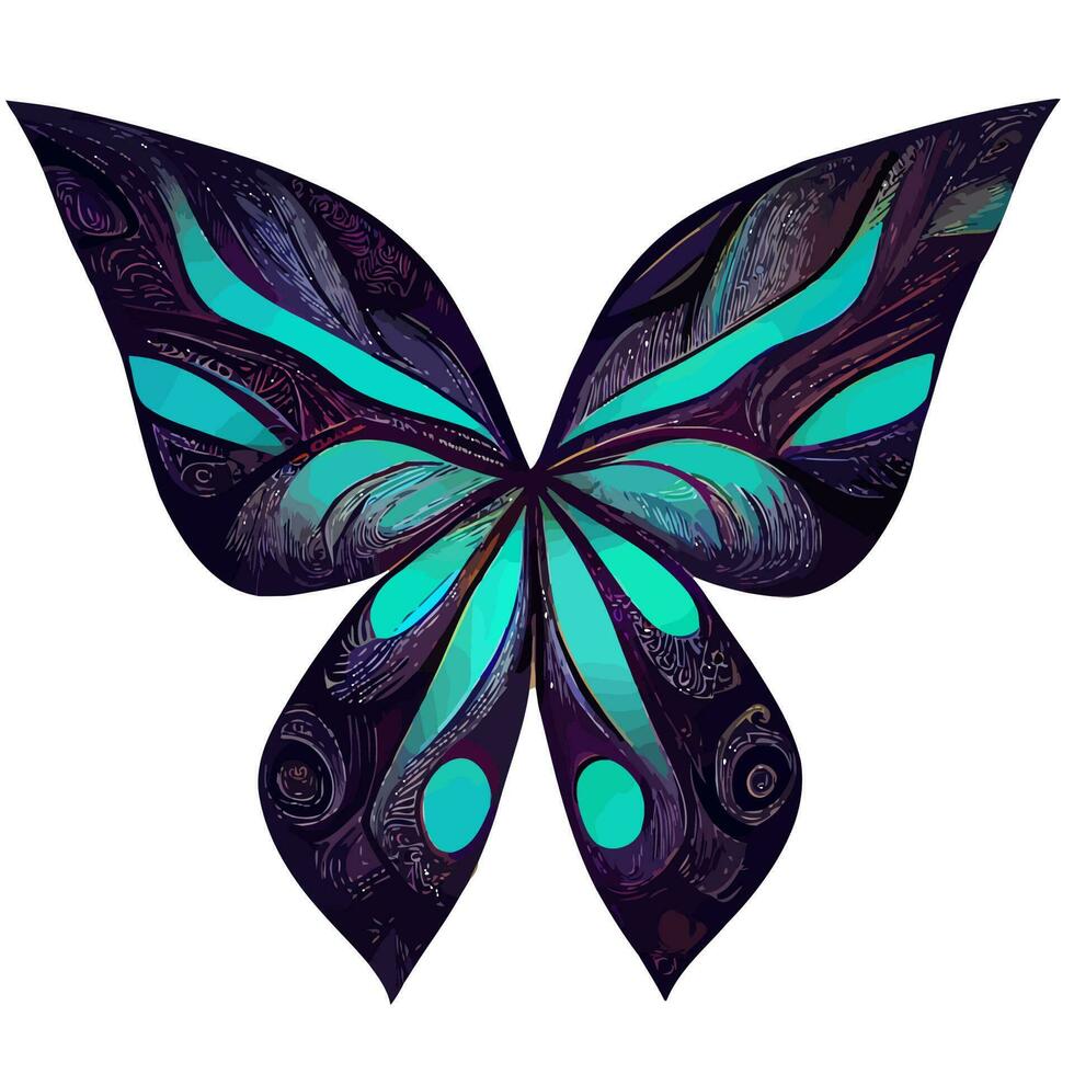 mariposa dibujada a mano elegantes elementos de diseño decorativo tribales para tatuajes o impresiones carteles arte de la pared calcomanías de vinilo, vector