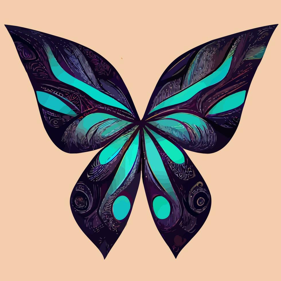 illustration vector graphic of green Butterfly hand drawn tribal style isolated for tattoo or prints posters wall art vinyl decals, Vector