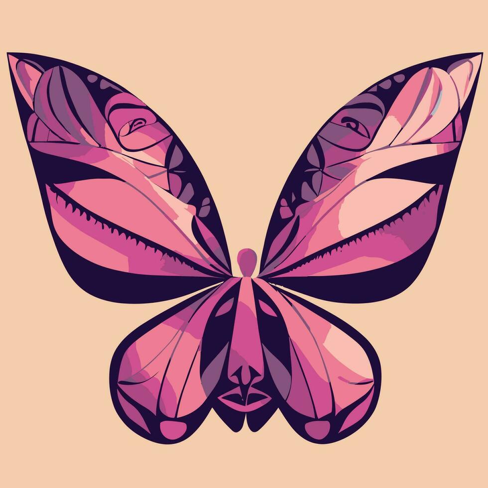 illustration vector graphic of pink Butterfly hand drawn tribal style isolated for beauty product logo or prints posters wall art vinyl decals