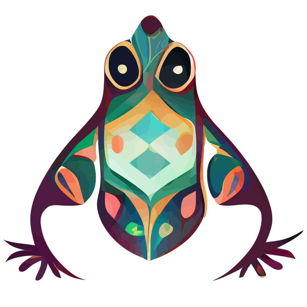 illustration vector graphic of colorful frog in hand draw tribal style perfect for t-shirt, poster or edit and customize your design, card, banner