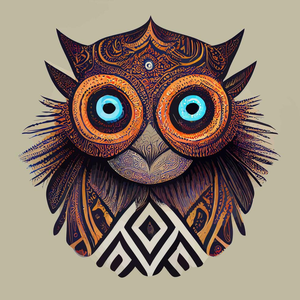 illustration vector graphic of owl head in hand draw tribal style perfect for t-shirt, poster or edit and customize your design, card, banner