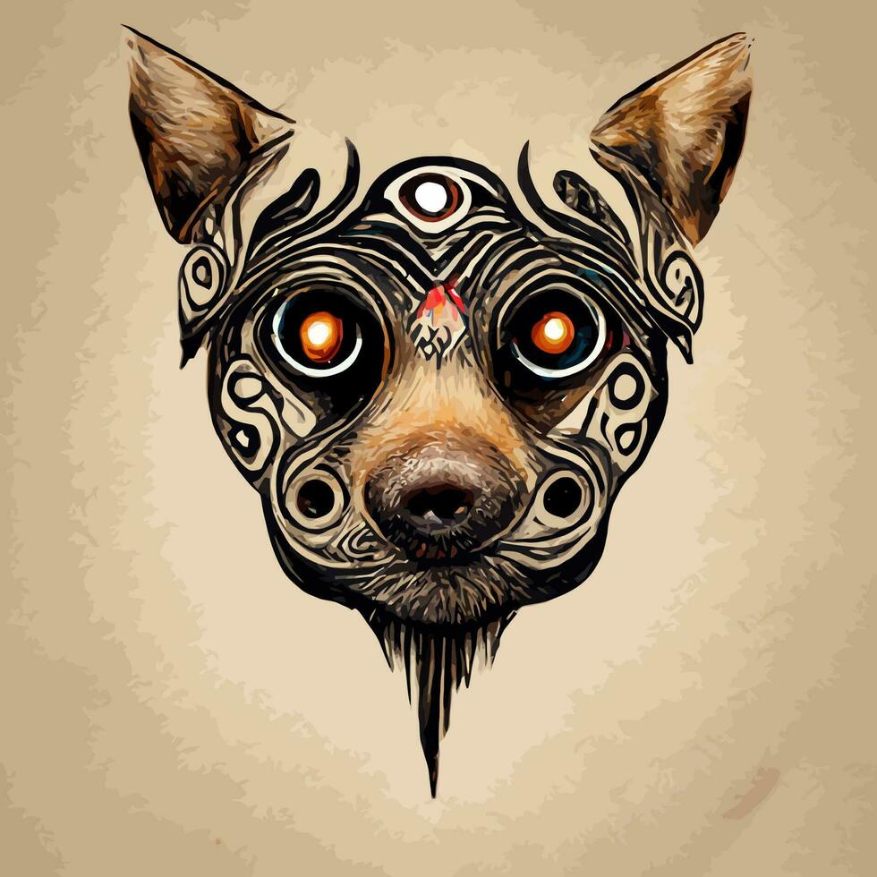 Vector graphic of dog face in hand draw mandala style good for edit and customize