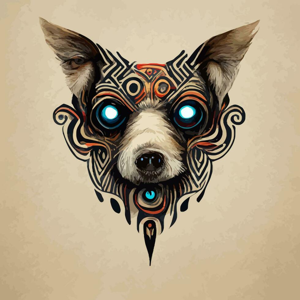 gráfico vectorial de cara de perro en estilo mandala de dibujo a mano bueno para editar y personalizar vector