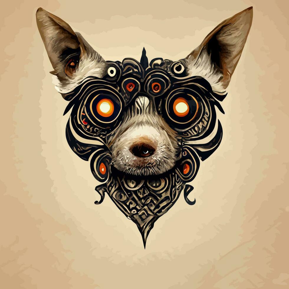 Vector graphic of dog face in hand draw mandala style good for edit and customize your design